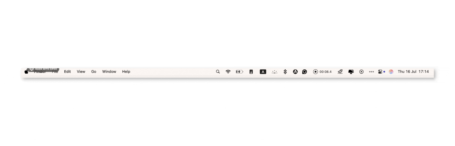 The interface of Bartender, a menu bar organization app available on Setapp