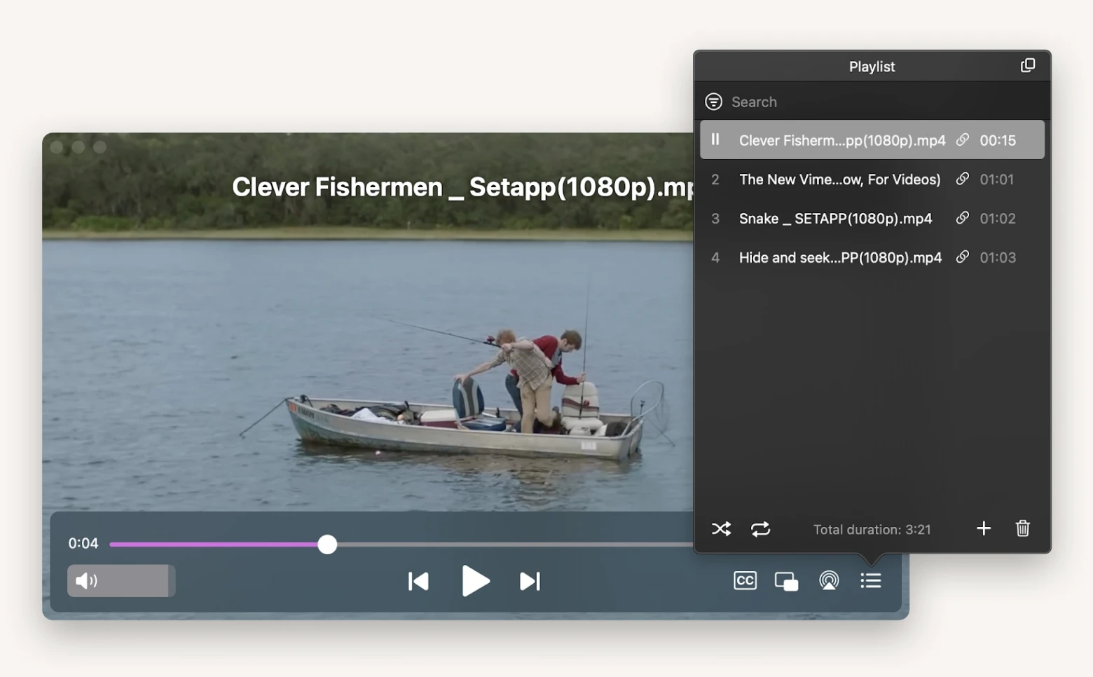 Elmedia Player reproduzindo um vídeo compactado