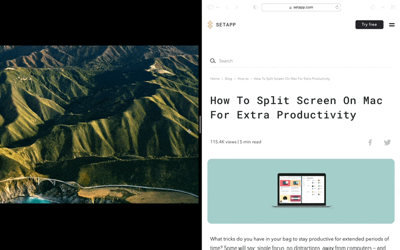 how to do split screen in mac