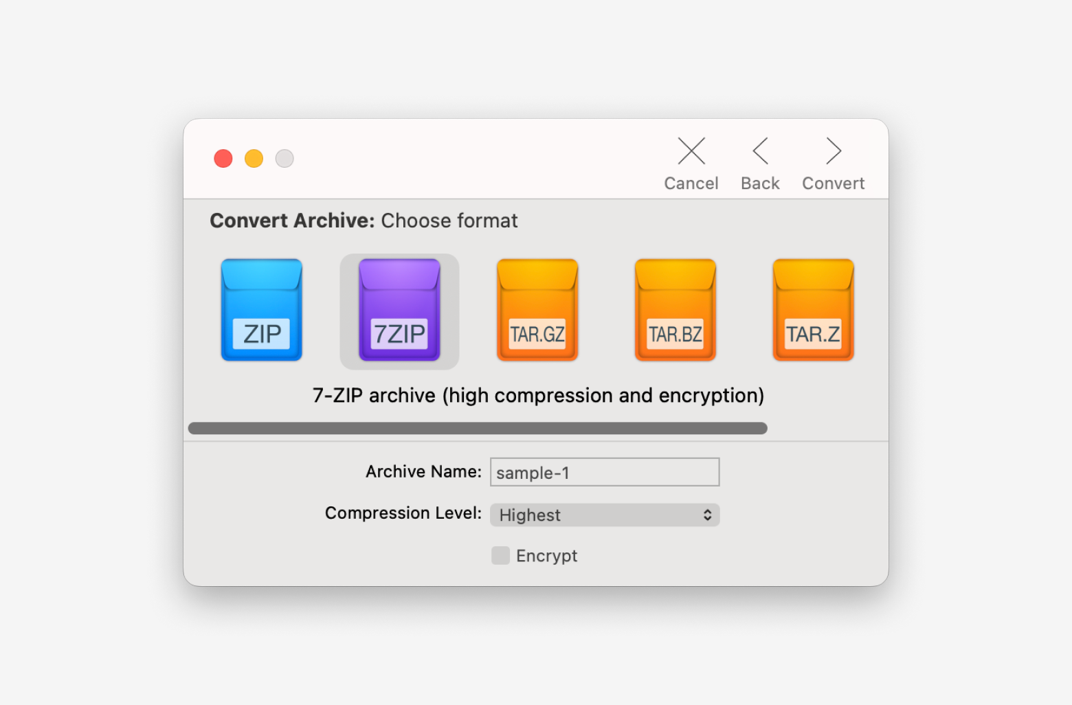 Converter para ZIP com Archiver