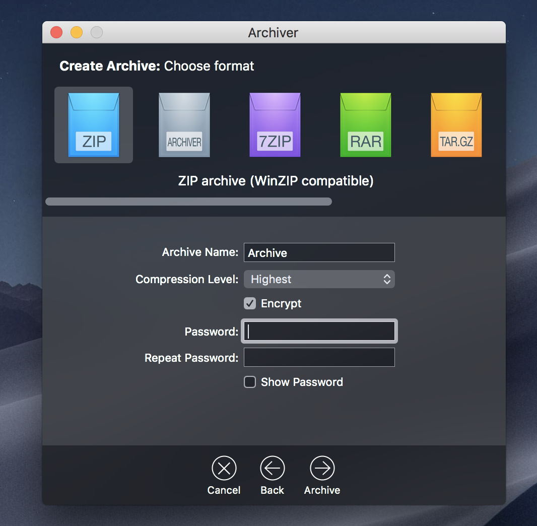 find password for zip file mac