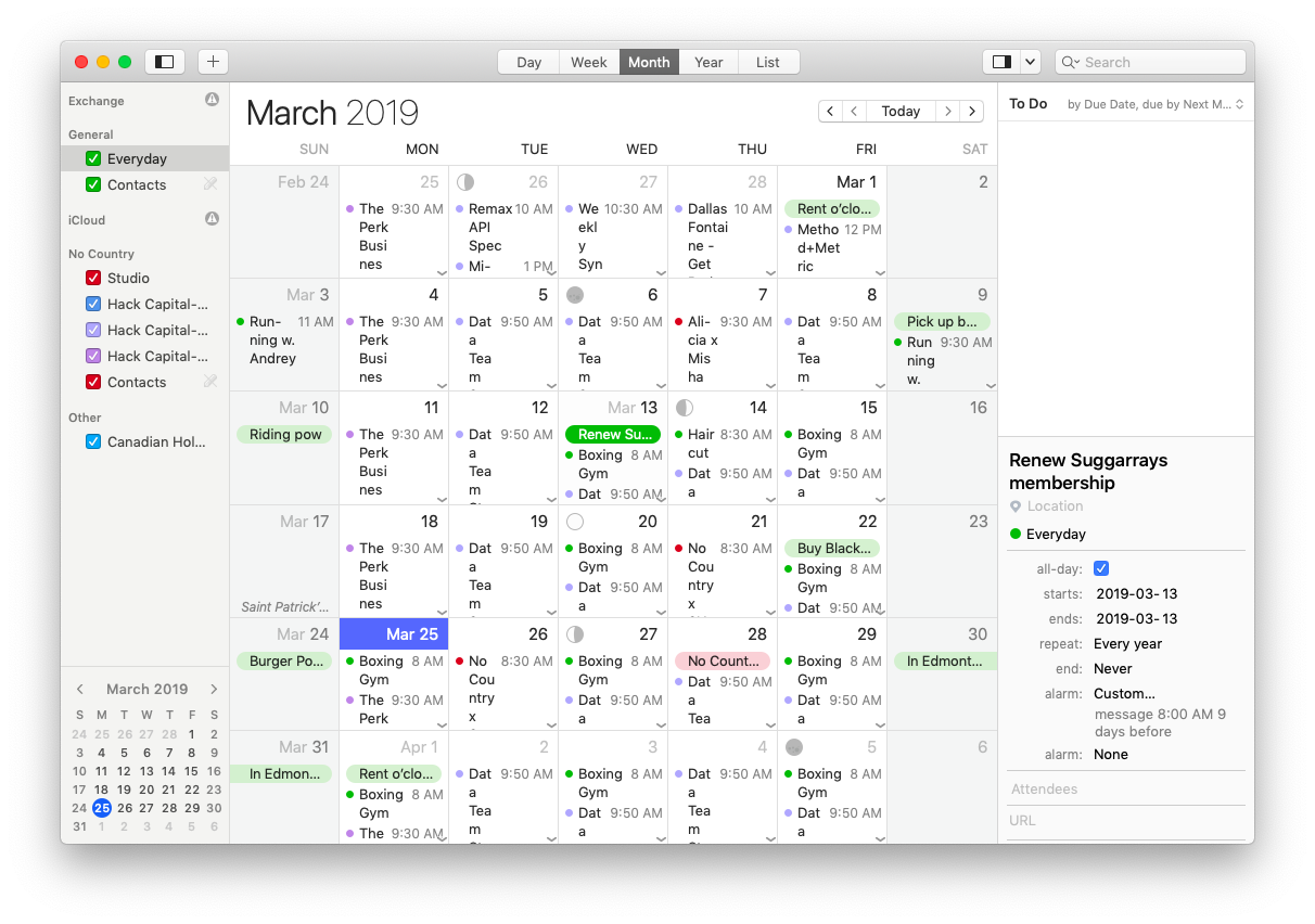 change default calendar for new events on mac