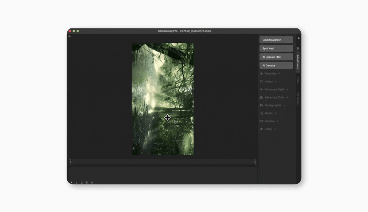 Rotating a video on CameraBag Pro, a video editor available on Setapp.