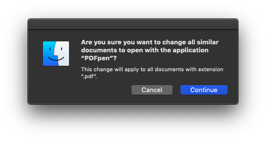 change default application for pdf on mac