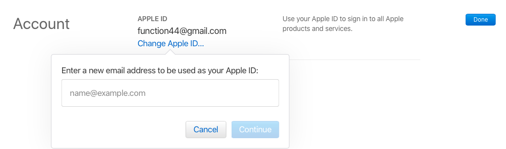 cambio email apple id