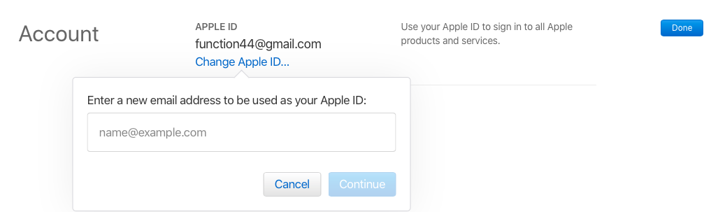 wijzig e-mail apple id