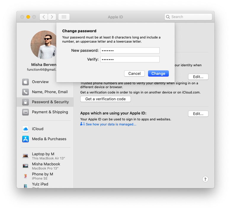 switch the apple id for app store on mac