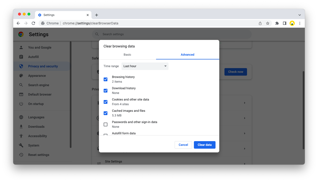 hopw to clear cookies on google chrom for mac