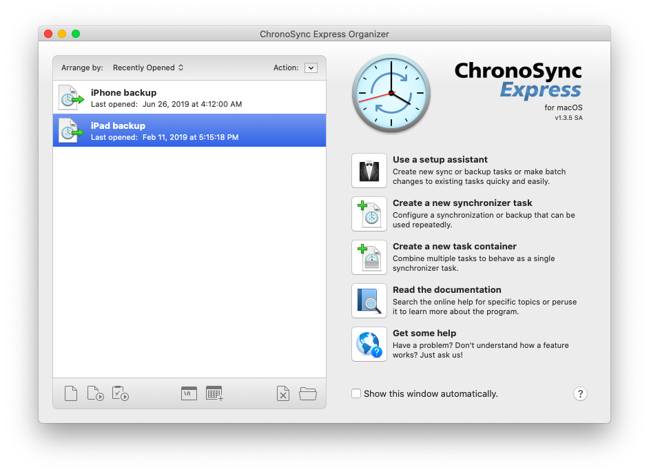 ChronoSync Express sync backup Mac iPhone iPad ChronoSync Express sync backup Mac iPhone iPad