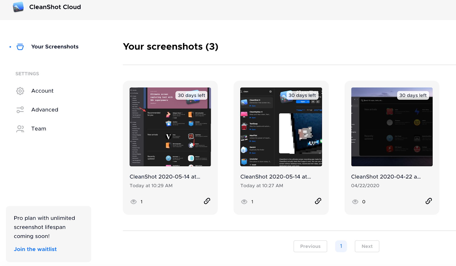 CleanShot X Cloud, um Screenshots kostenlos zu speichern