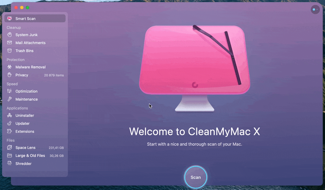 CleanMyMac smart scan mac optimization
