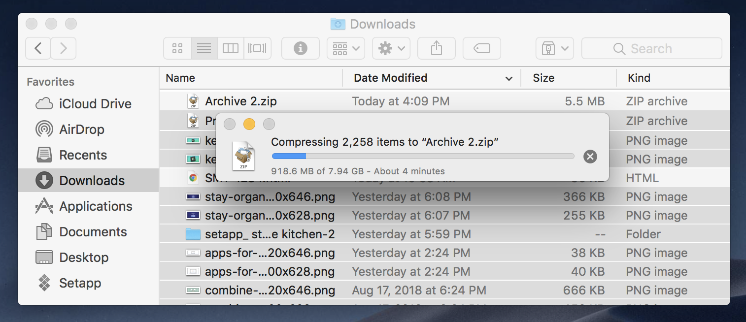 Creating a zip folder mac