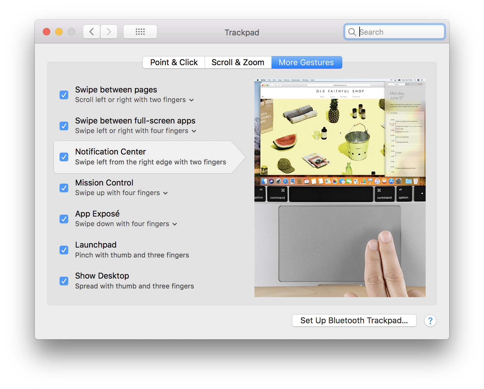 find controls for mac trackpad