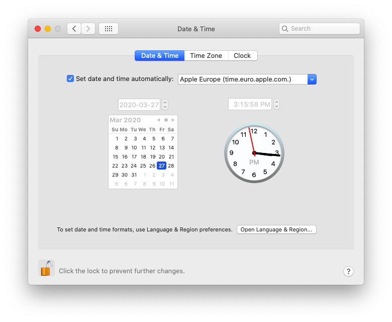 Automatiska Mac-datum- och tidsinställningar