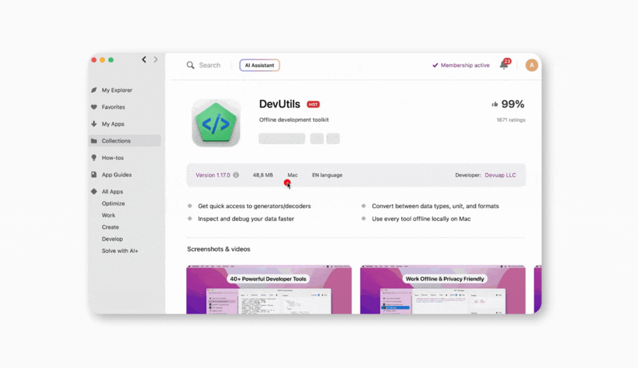 The Developer's toolkit on Setapp, a Mac and iOS app marketplace