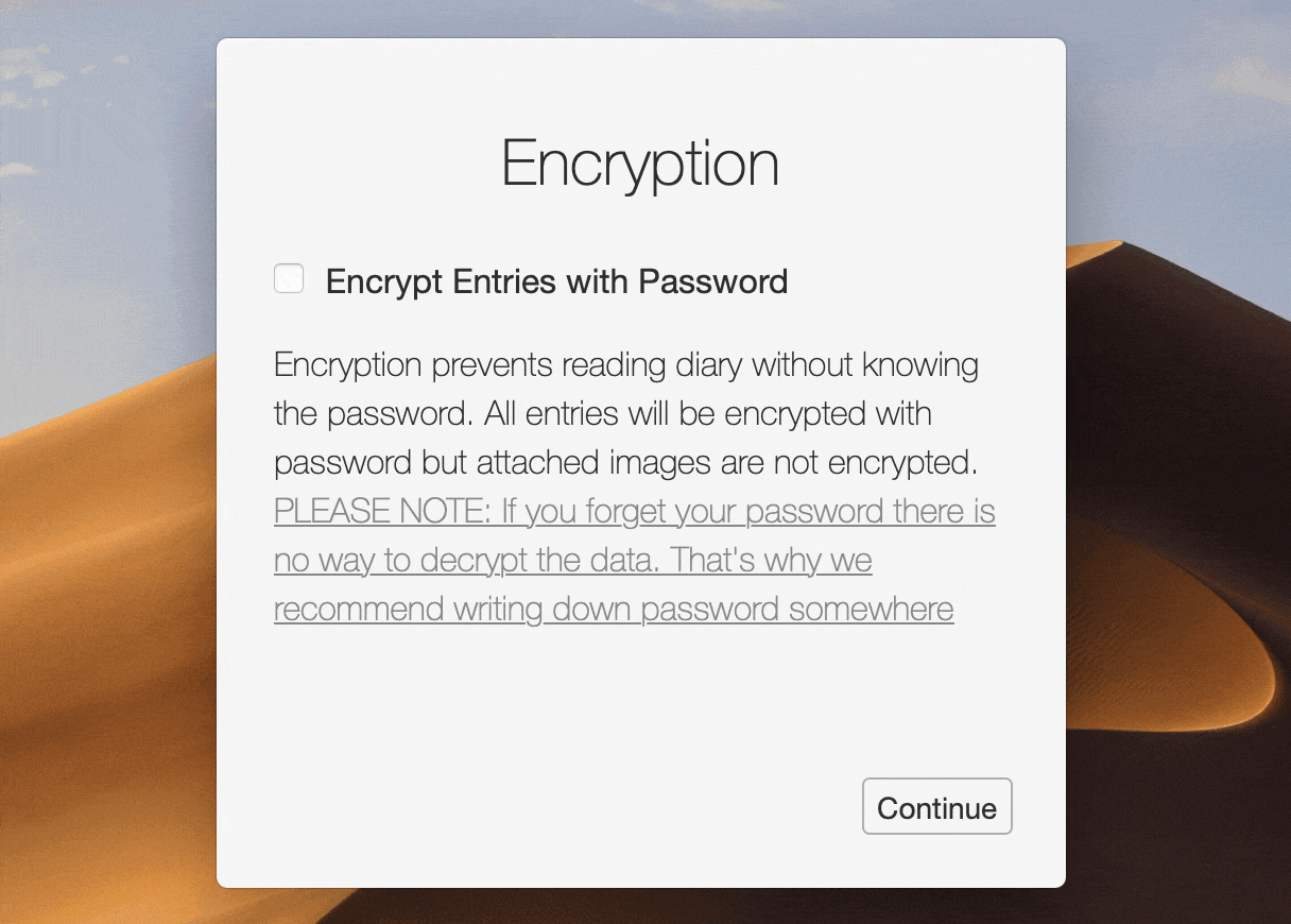 Diarly encryption feature