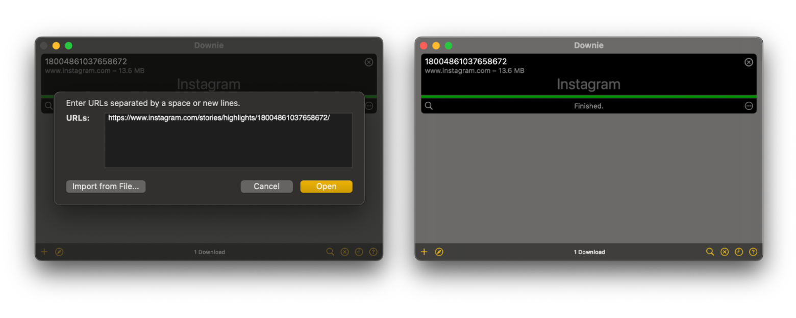 Baixar vídeos do Instagram com Downie