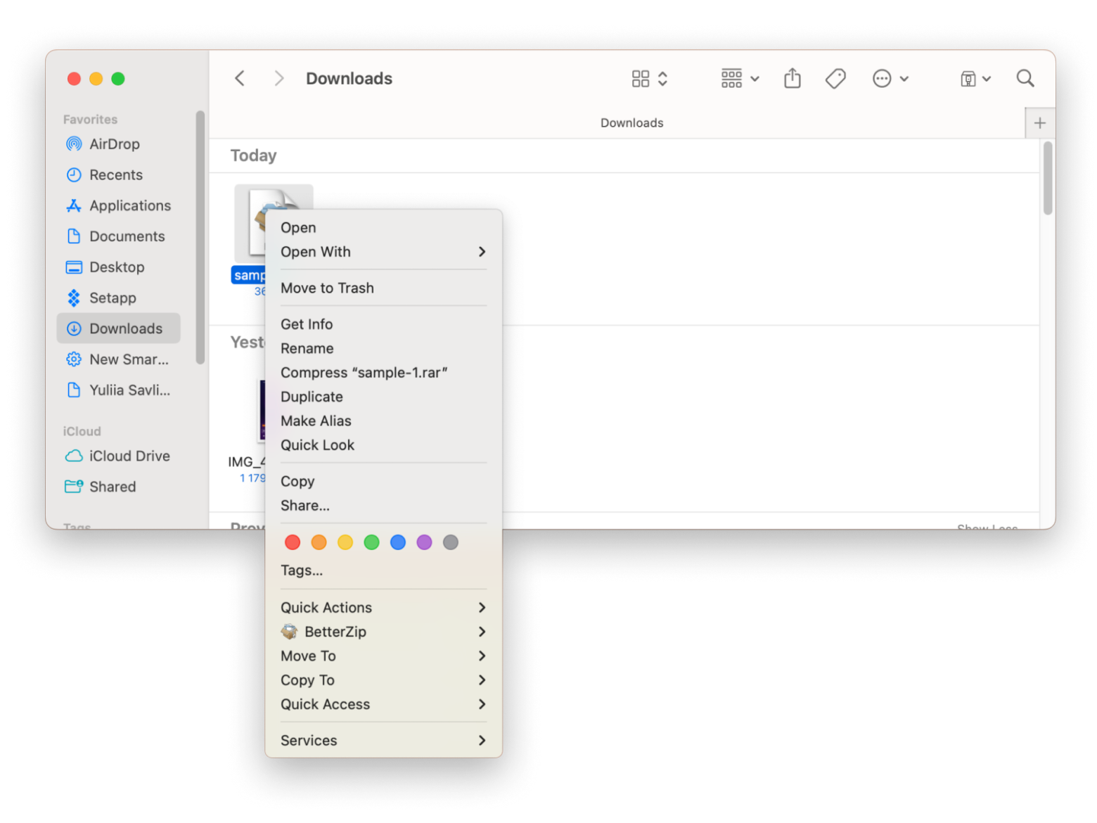 Conversão de RAR para ZIP usando o Finder