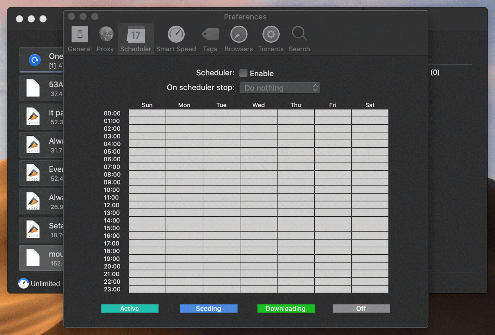 Make your own download schedule