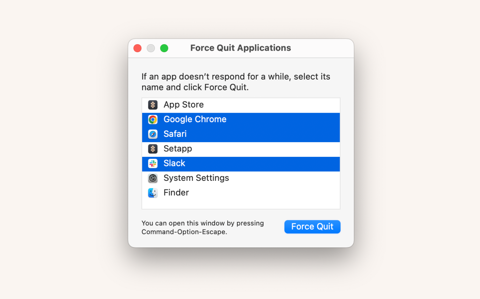 Janela de Forçar Encerrar