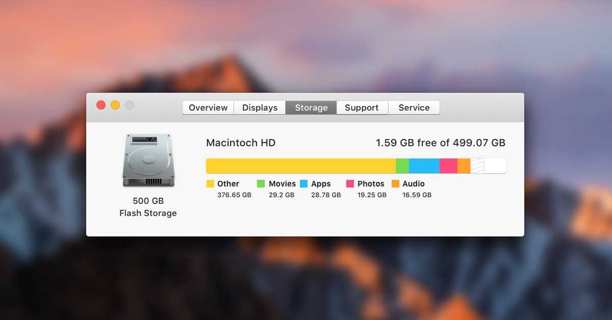 Free up space on mac other files