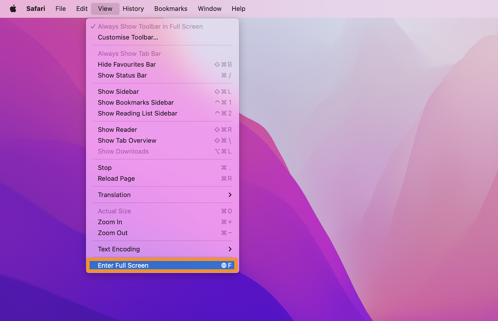 full screen macbook shortcut