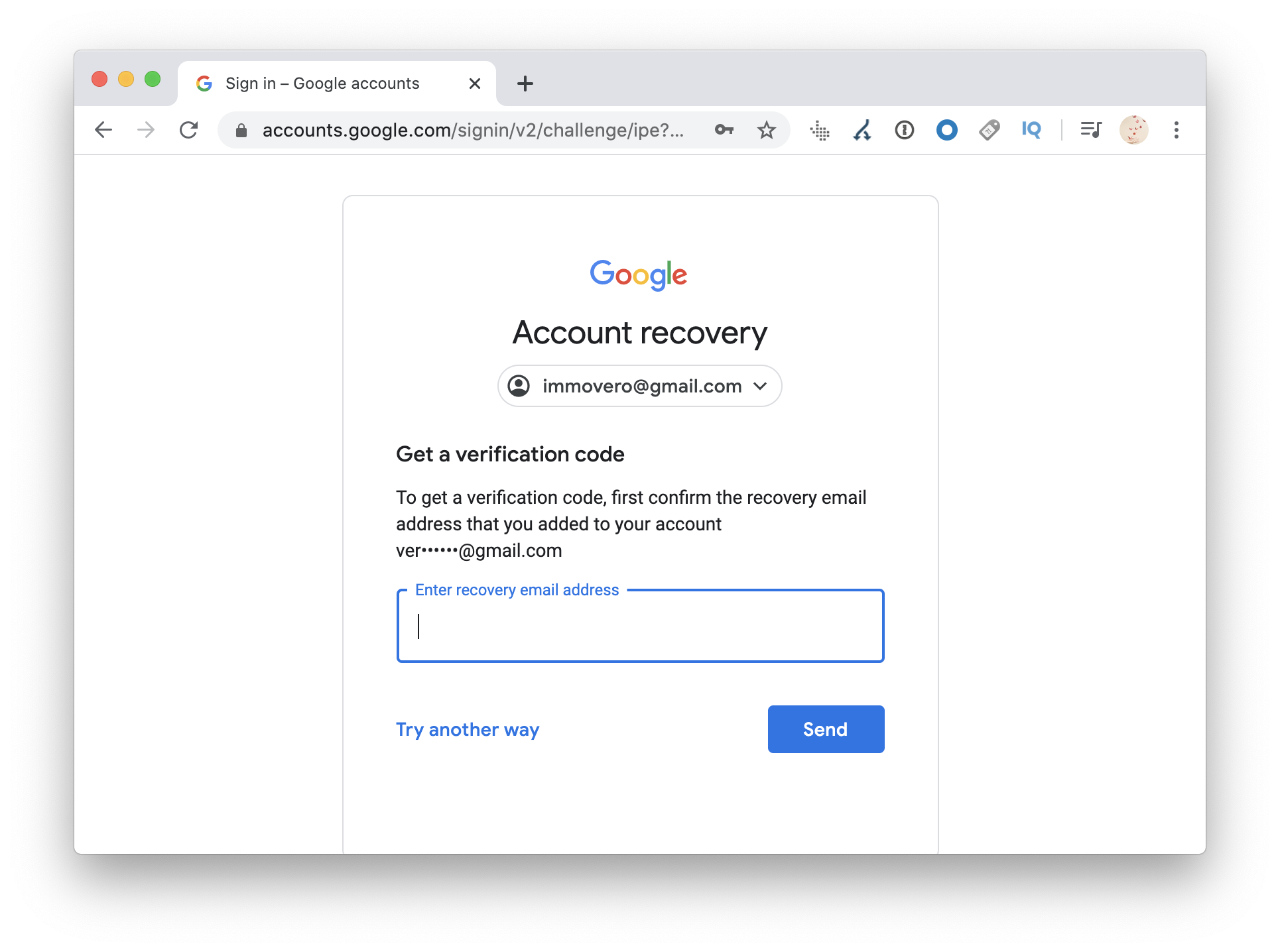 mac enter the password for the account google