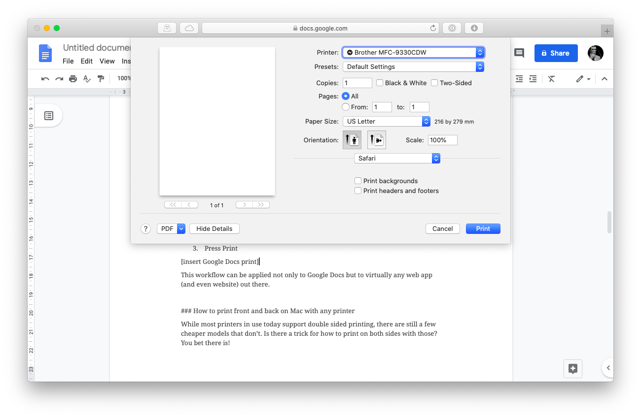 print 2 sided in word 2013 for mac