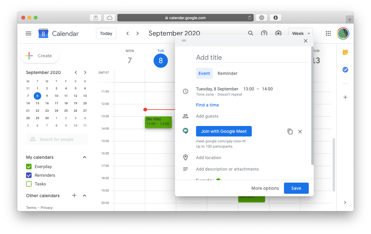 google calendar app for mac osx