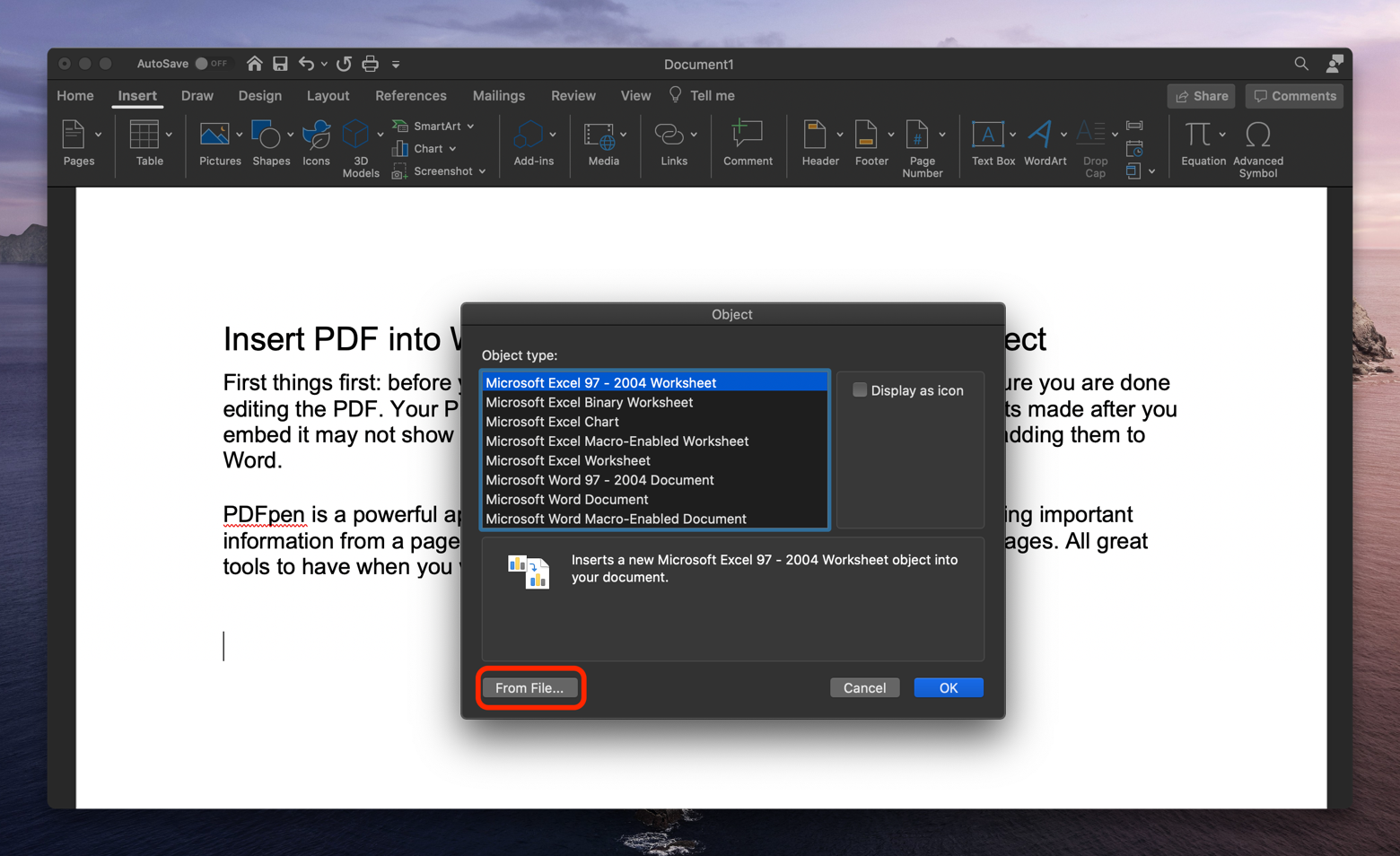 how to open pdf with word on mac