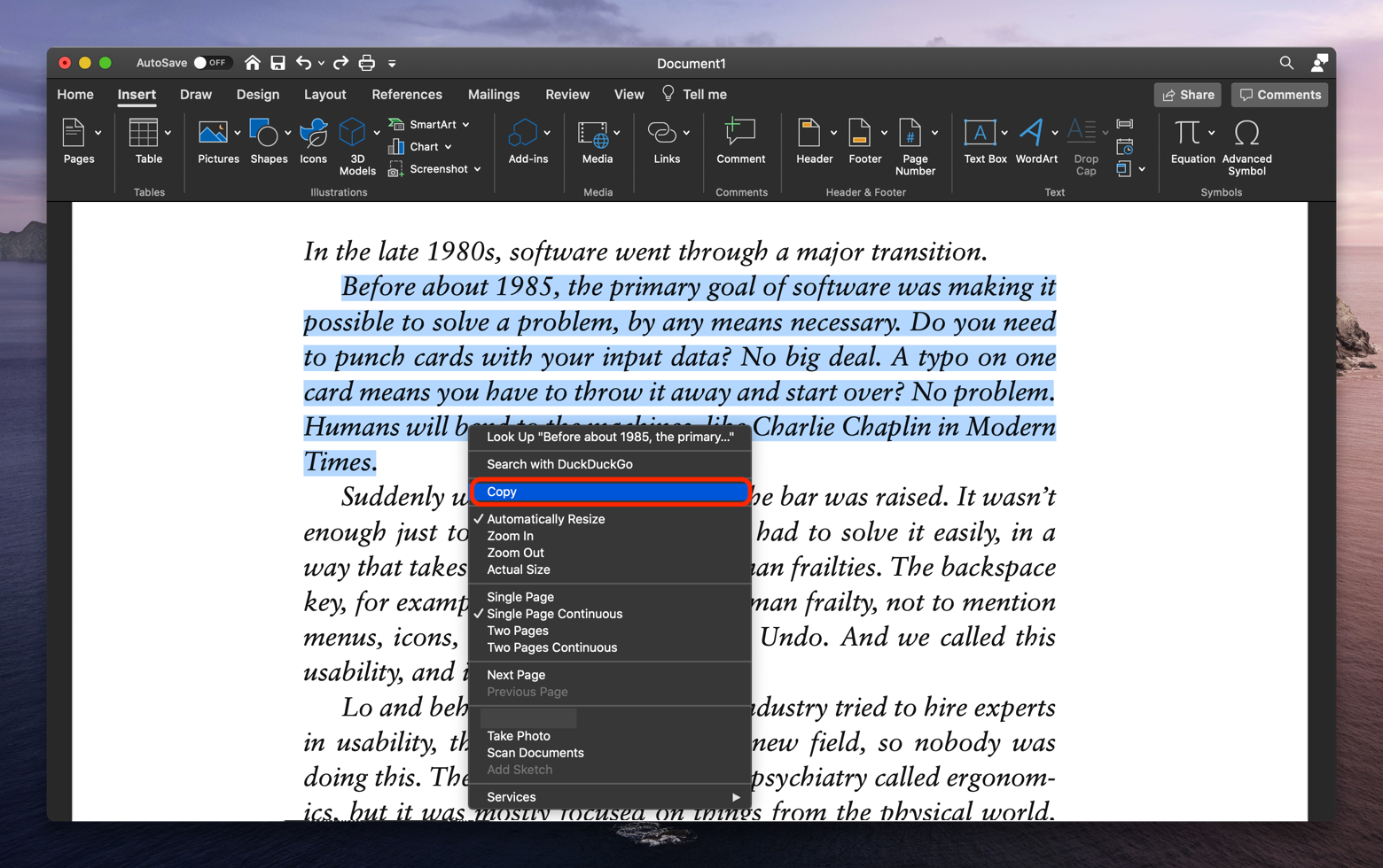 word 16 insert pdf into word document