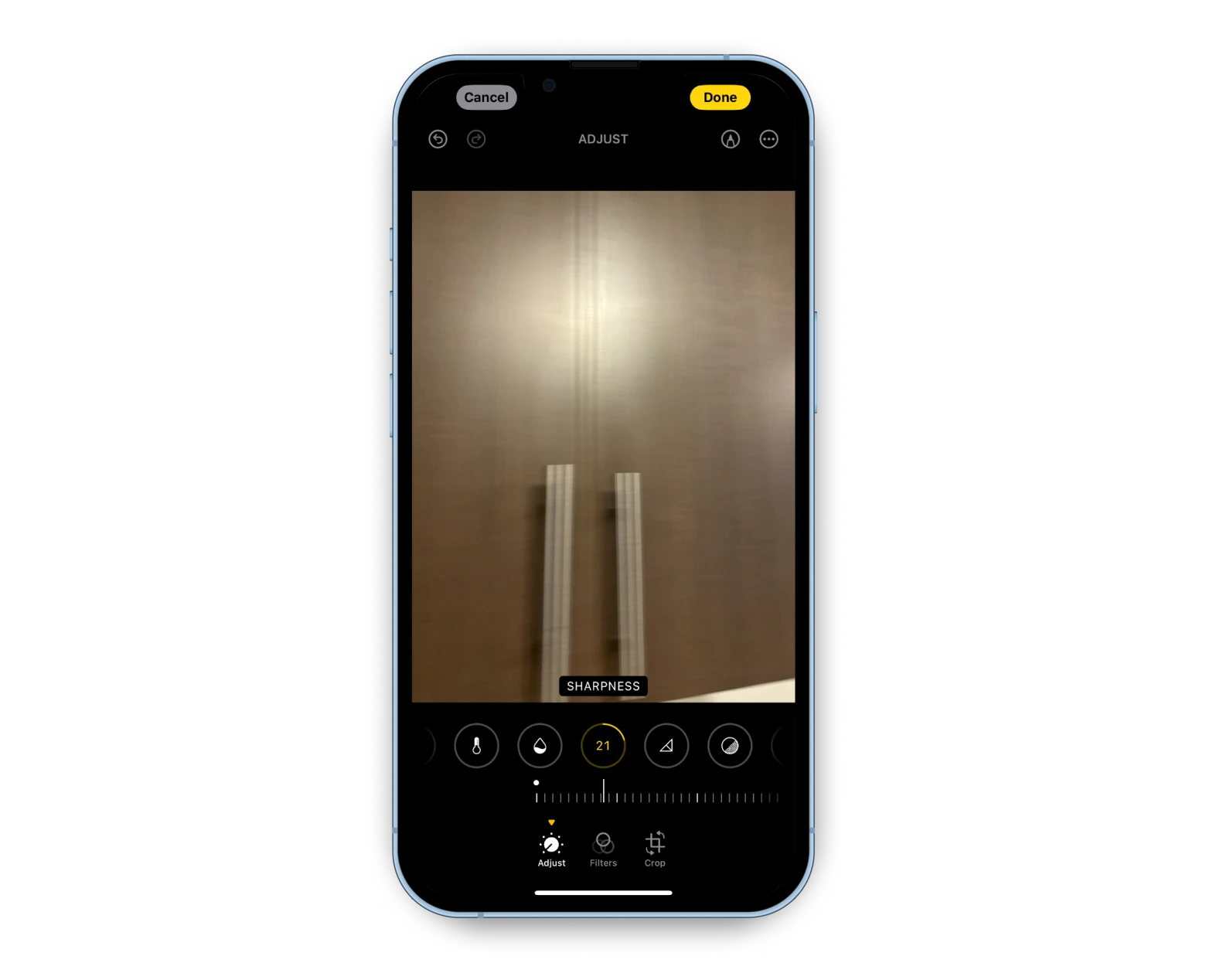 Ferramenta de nitidez no iPhone