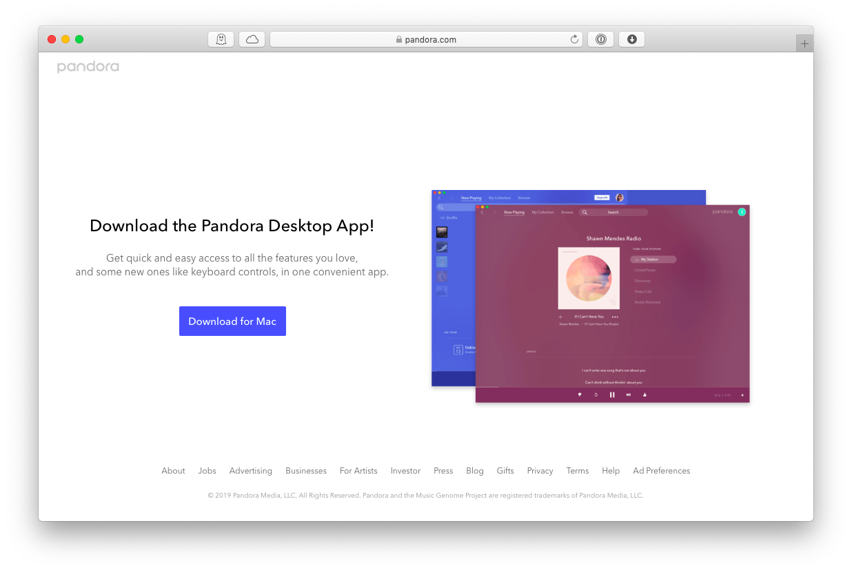 pandora for macbook download