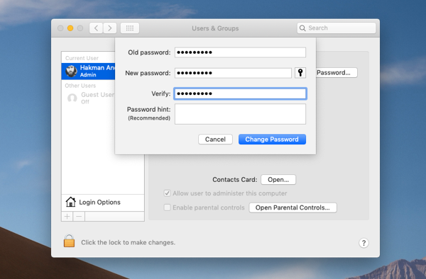 password protect my screeen for i mac