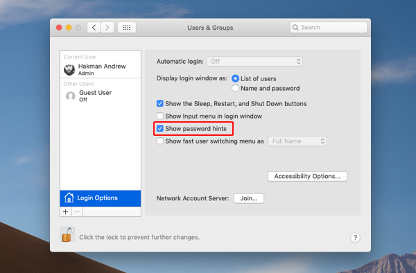 Name And Password For Mac