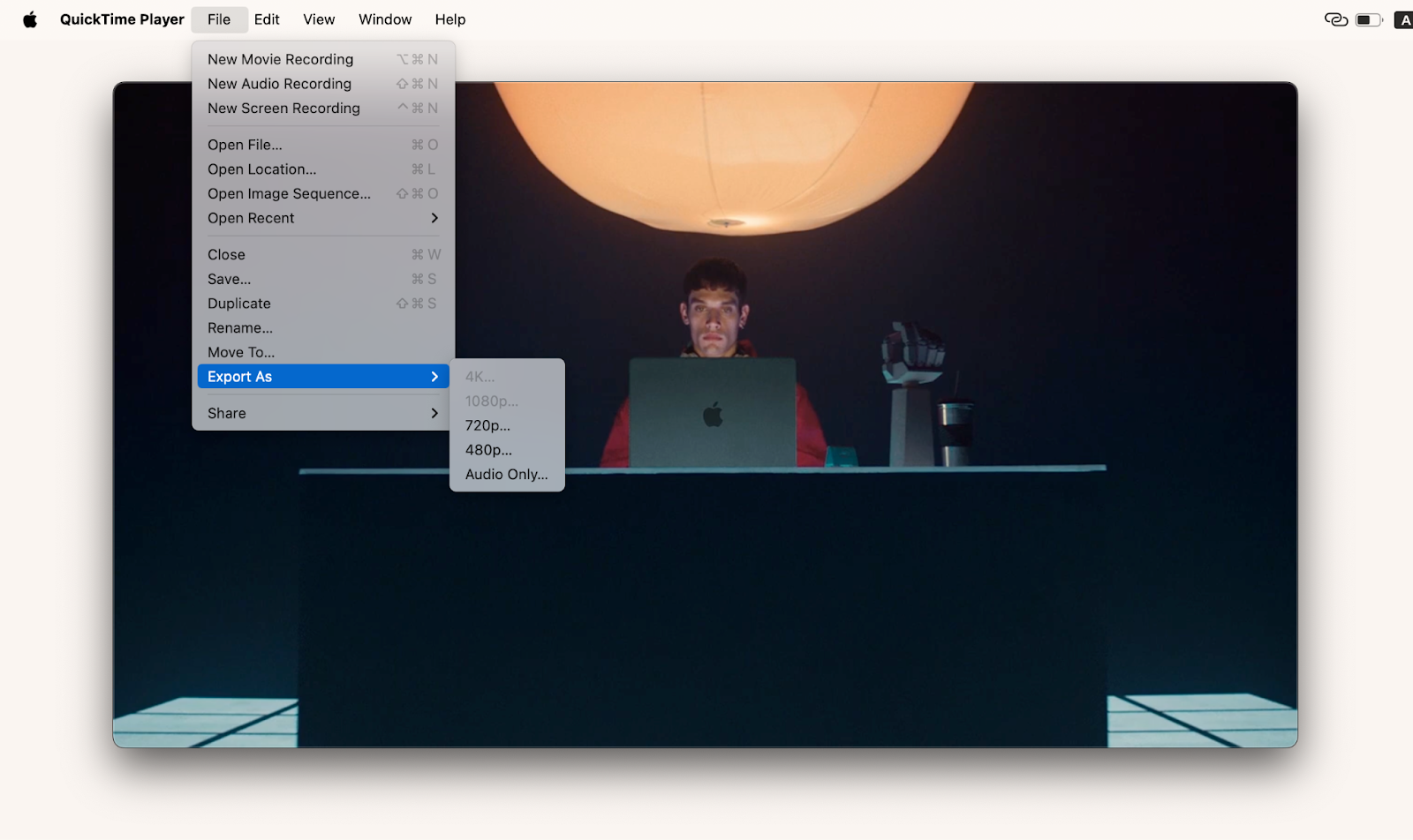 QuickTime comprimindo vídeo