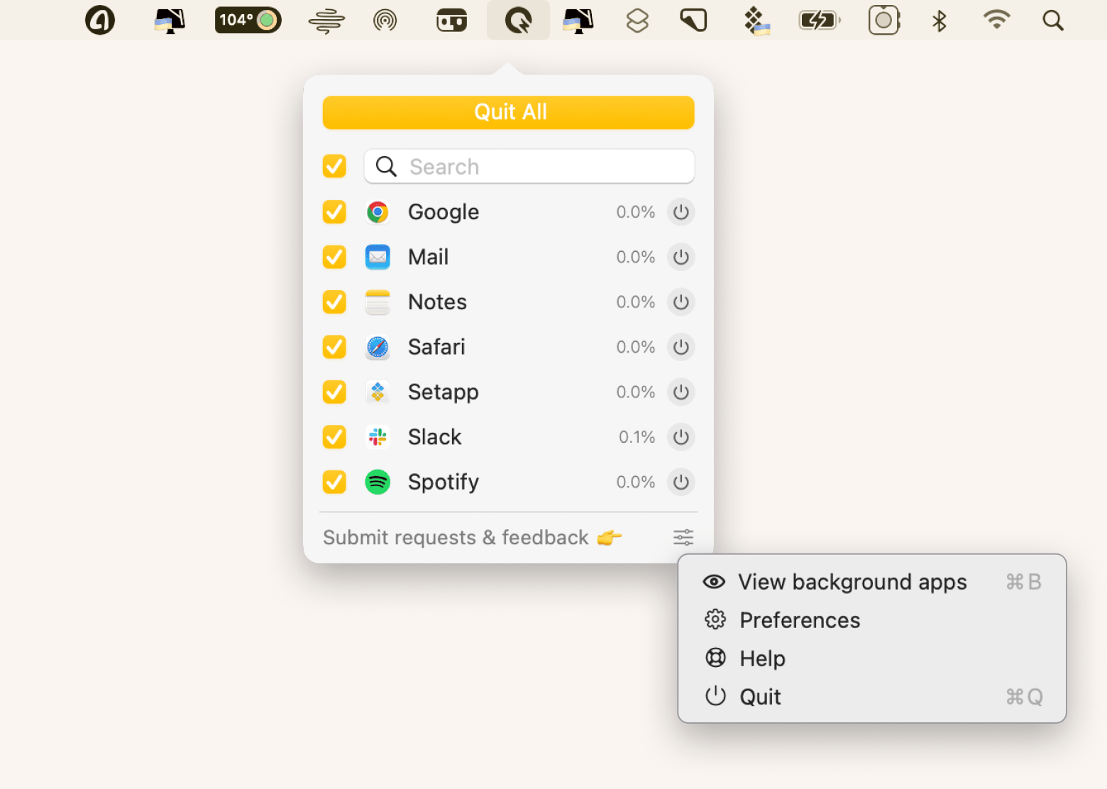 Fechando todos os aplicativos