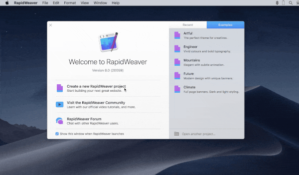 Starting a project rapidweaver 