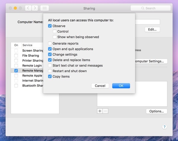 macbook air remote management