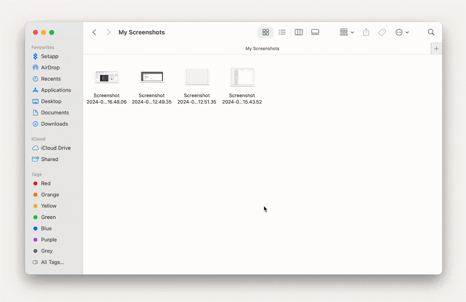 rename screenshots in Finder