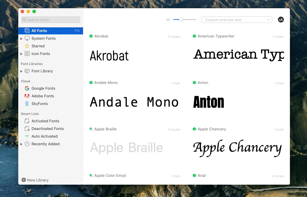 free font manager for mac 2016