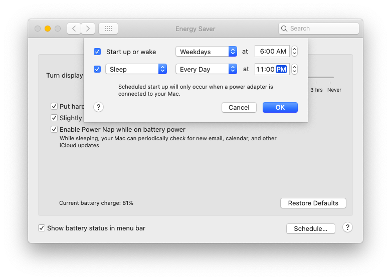 sleep settings for mac remote access