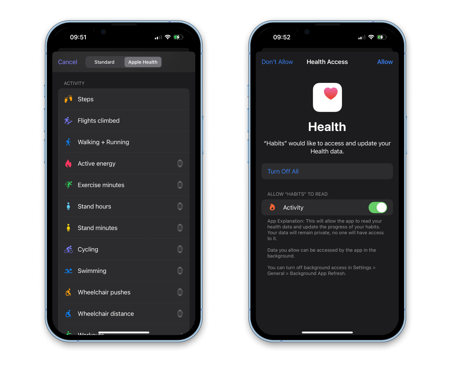 Awesome Habits sync with Health app