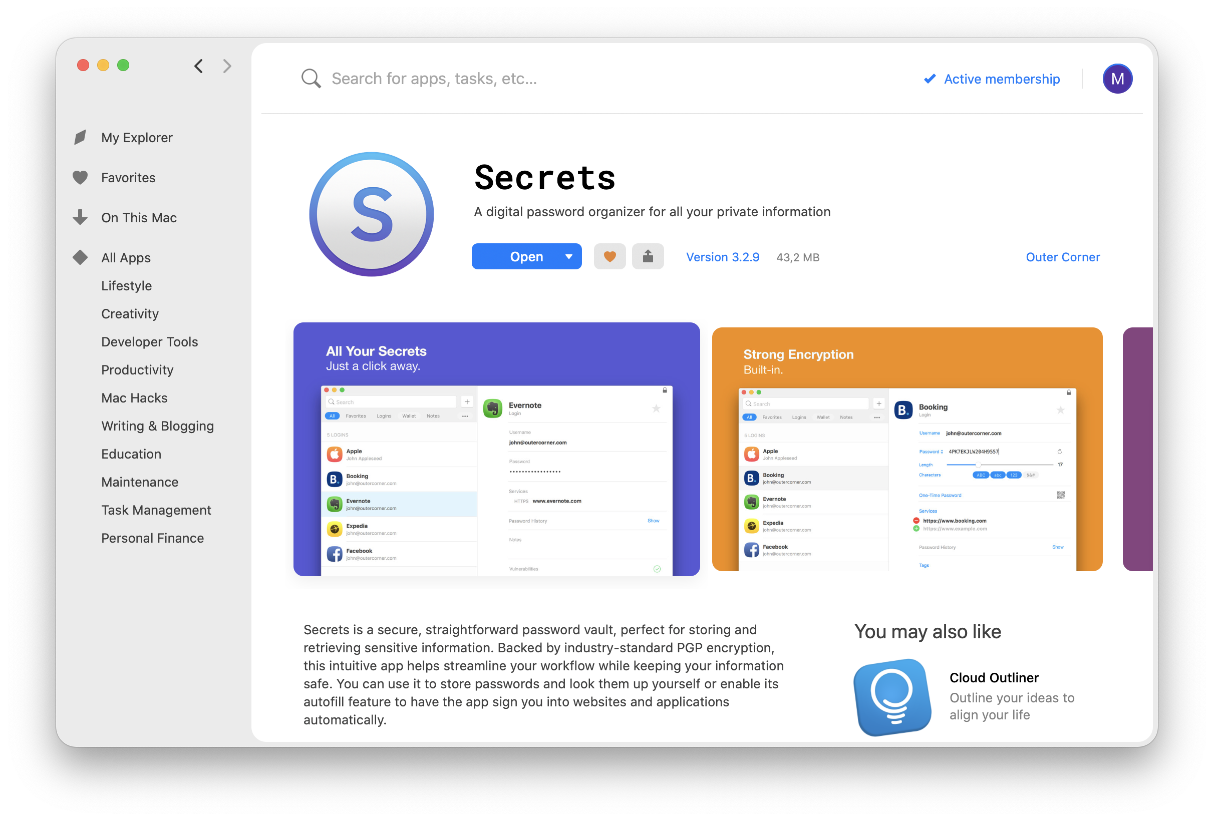 Secrets app on Setapp Secrets app on Setapp