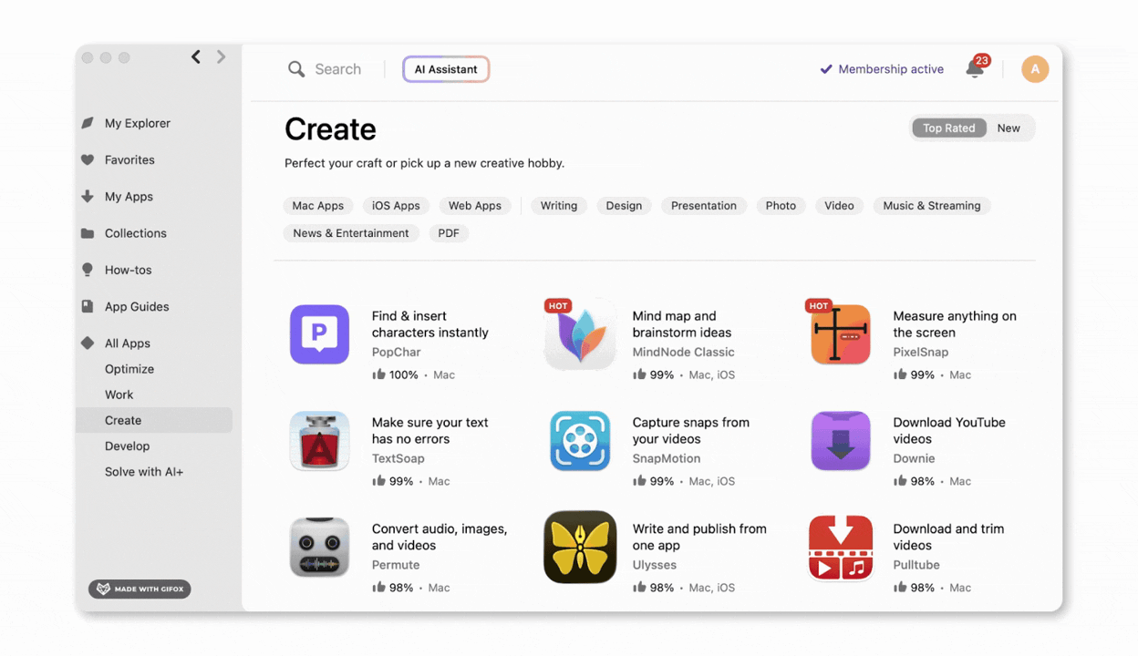 App browsing on Setapp, a Mac app subscription platform.