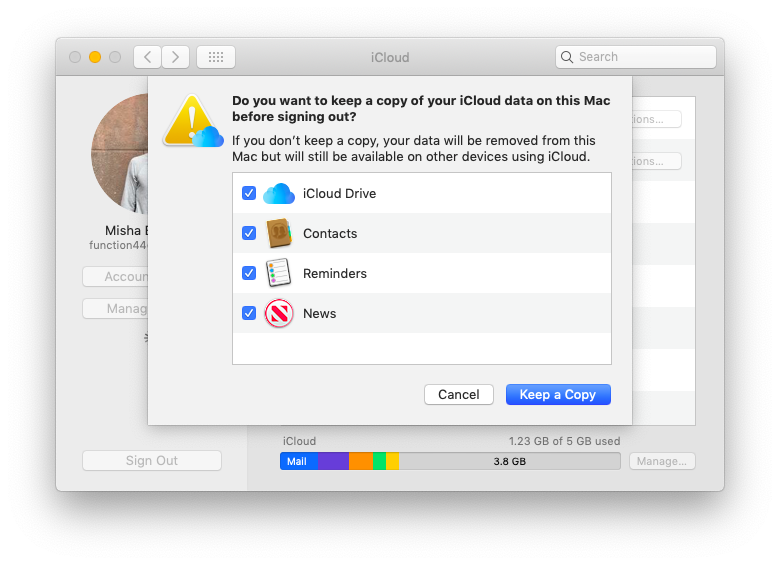 how to sign out of icloud on mac