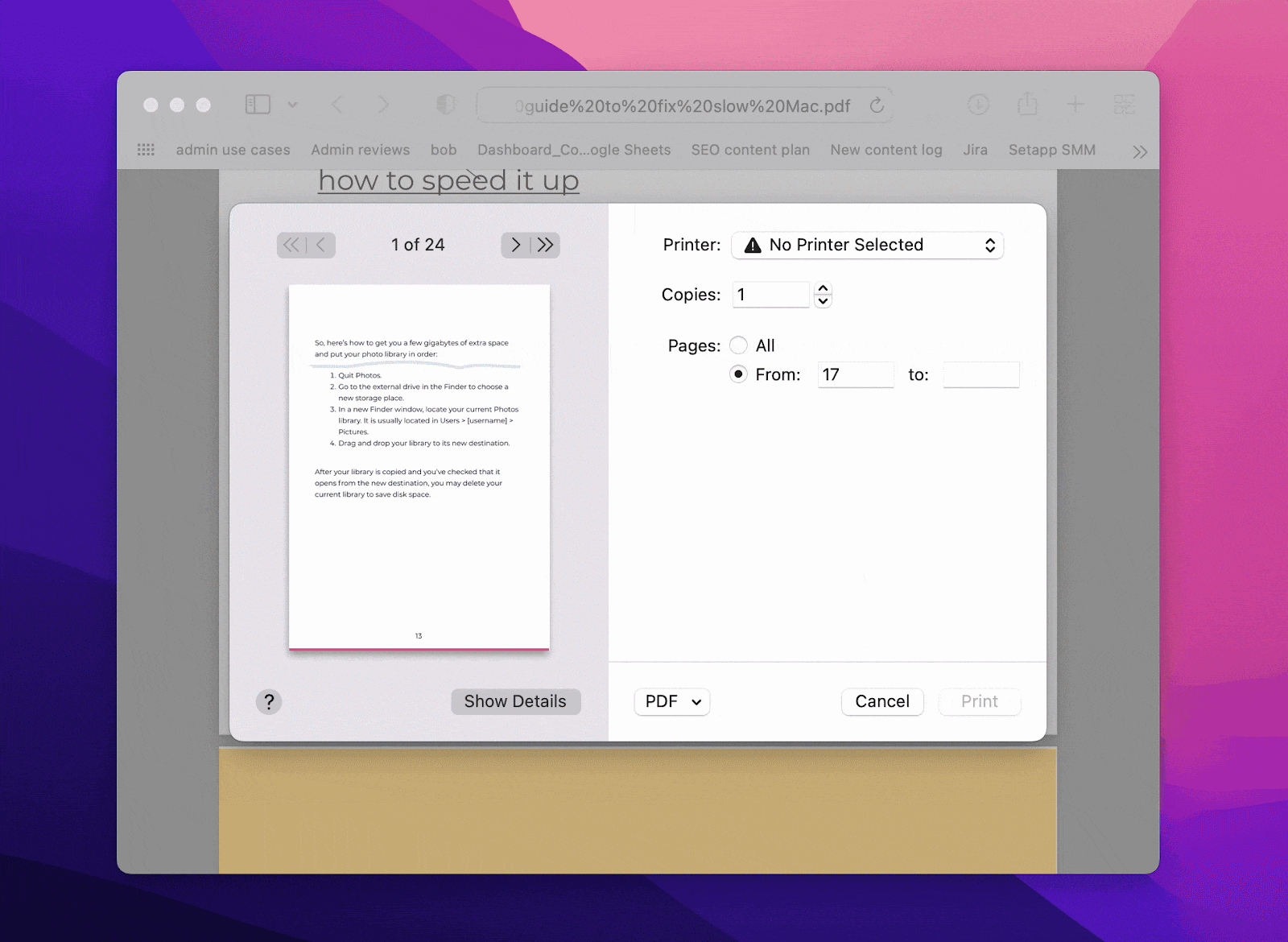 Split PDF using Safari