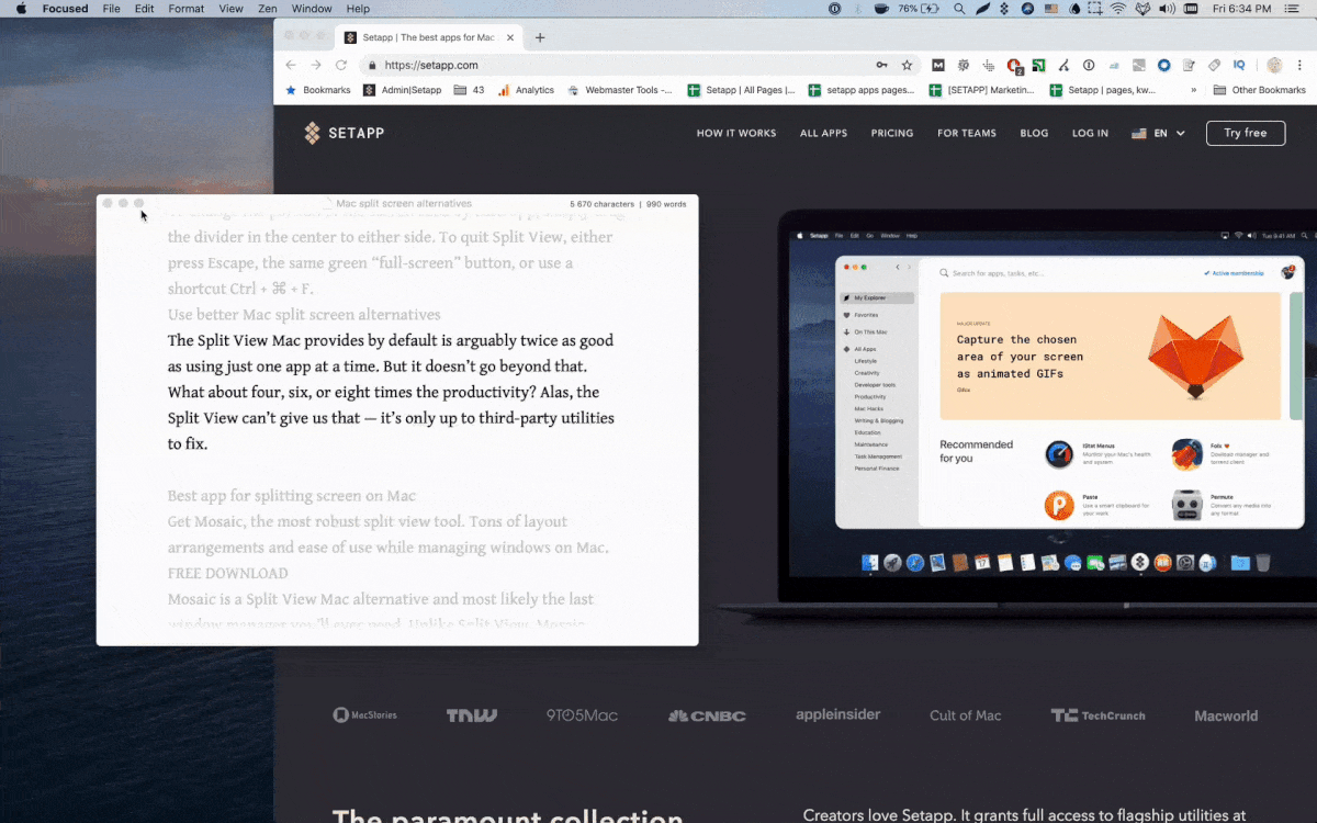 Split View sur Mac