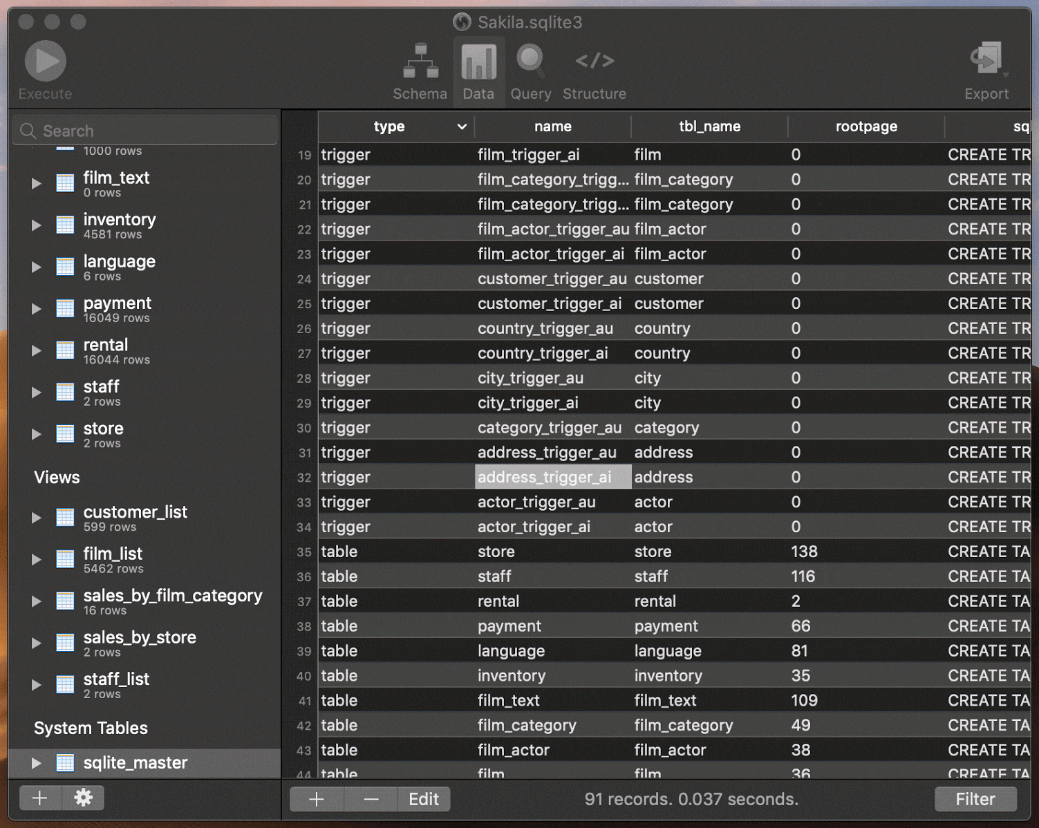 sqlpro for sqlite index