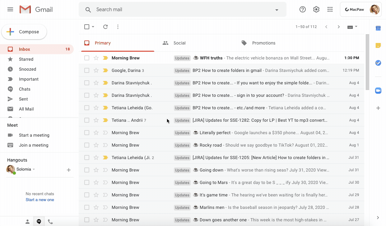 create a new folder for email on a mac